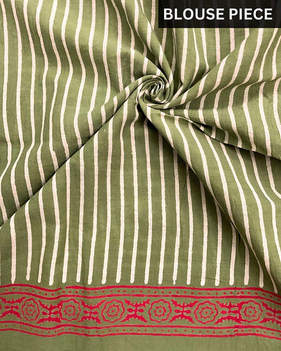 Mahak Hand Blockprinted Cotton Saree - Ajooni