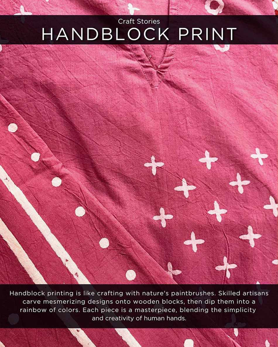 Pink Blockprinted Cotton Kurta Set Of 2
