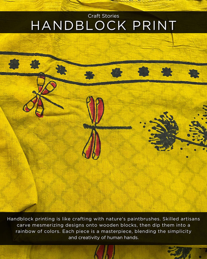 Daffodil Hand Blockprinted Cotton Saree - Fmtm