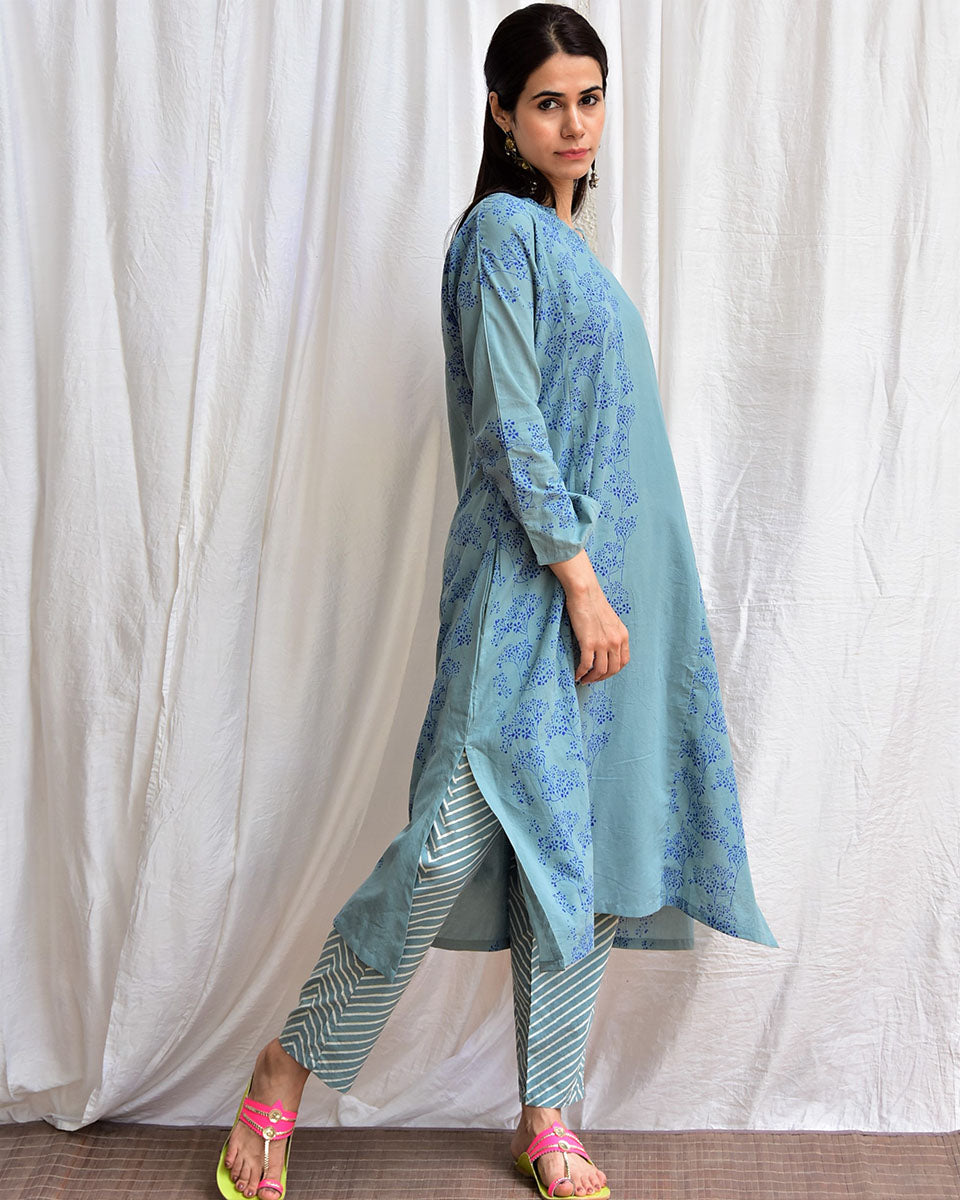 Taalab Handblockprinted Cotton Kurta Set Of 2-Sor