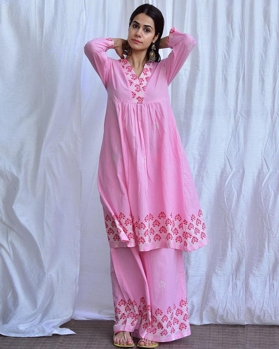 Mausam- E - Bahar Handblockprinted Cotton Kurta Set Of 2-Sor