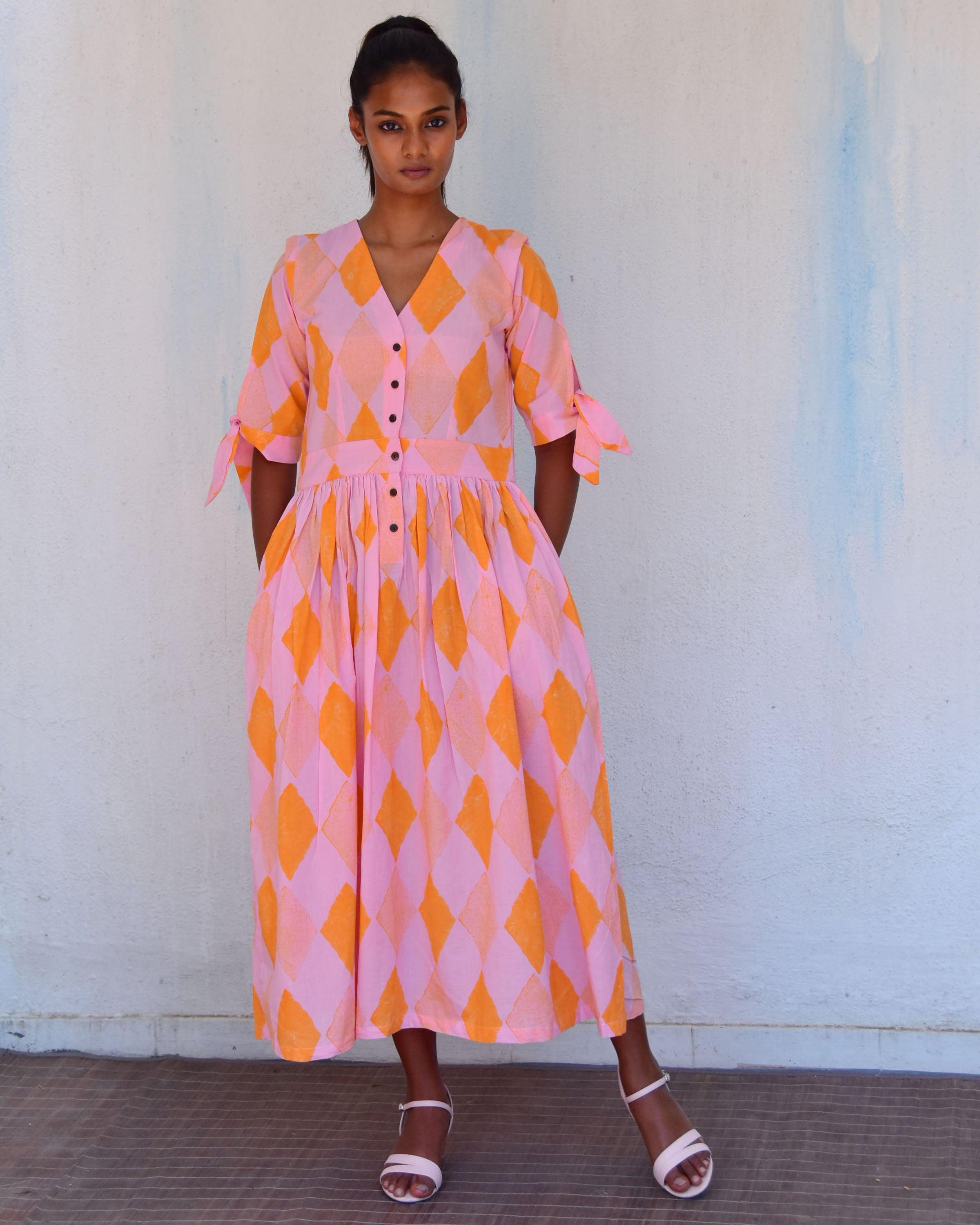 pink and orange dress material Belen Pink and Orange Evening Dresses XXXL / Pink and Orange