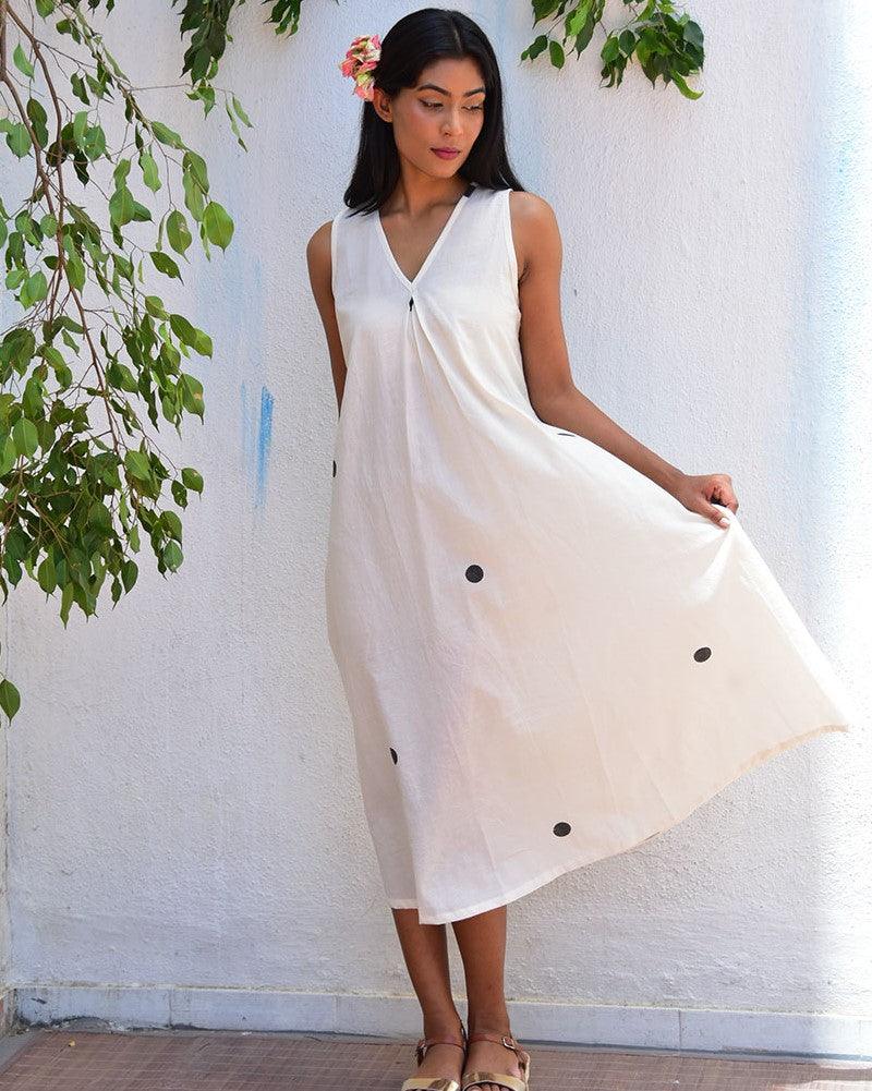 Lunar Lace Handblock Printed Cotton Dress for Women - Vnmn I XXL Lunar Lace Handblock Printed Cotton Dress for Women - Vnmn I XXL