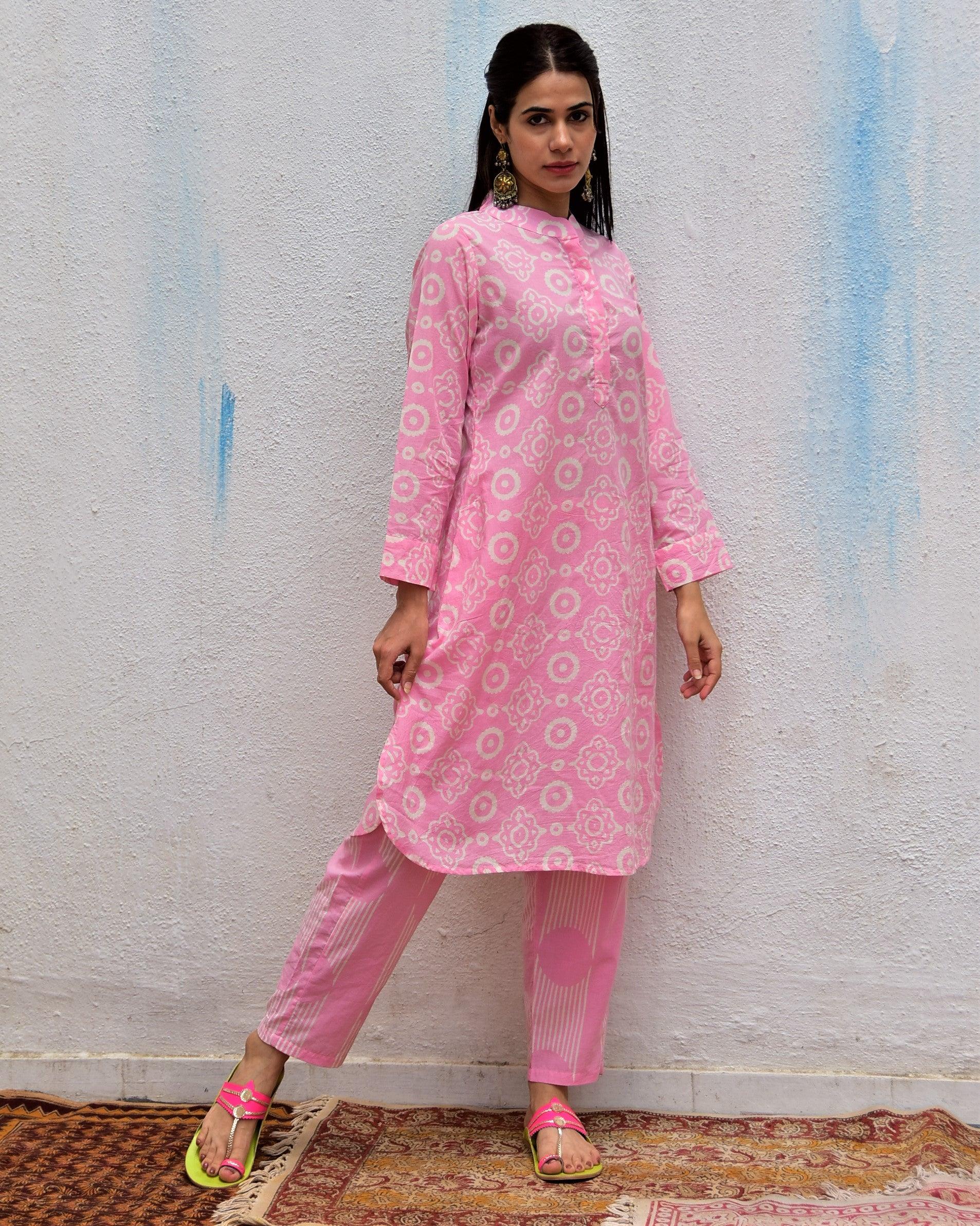 Nazneen Handblockprinted Cotton Kurta Set Of 2-Sor