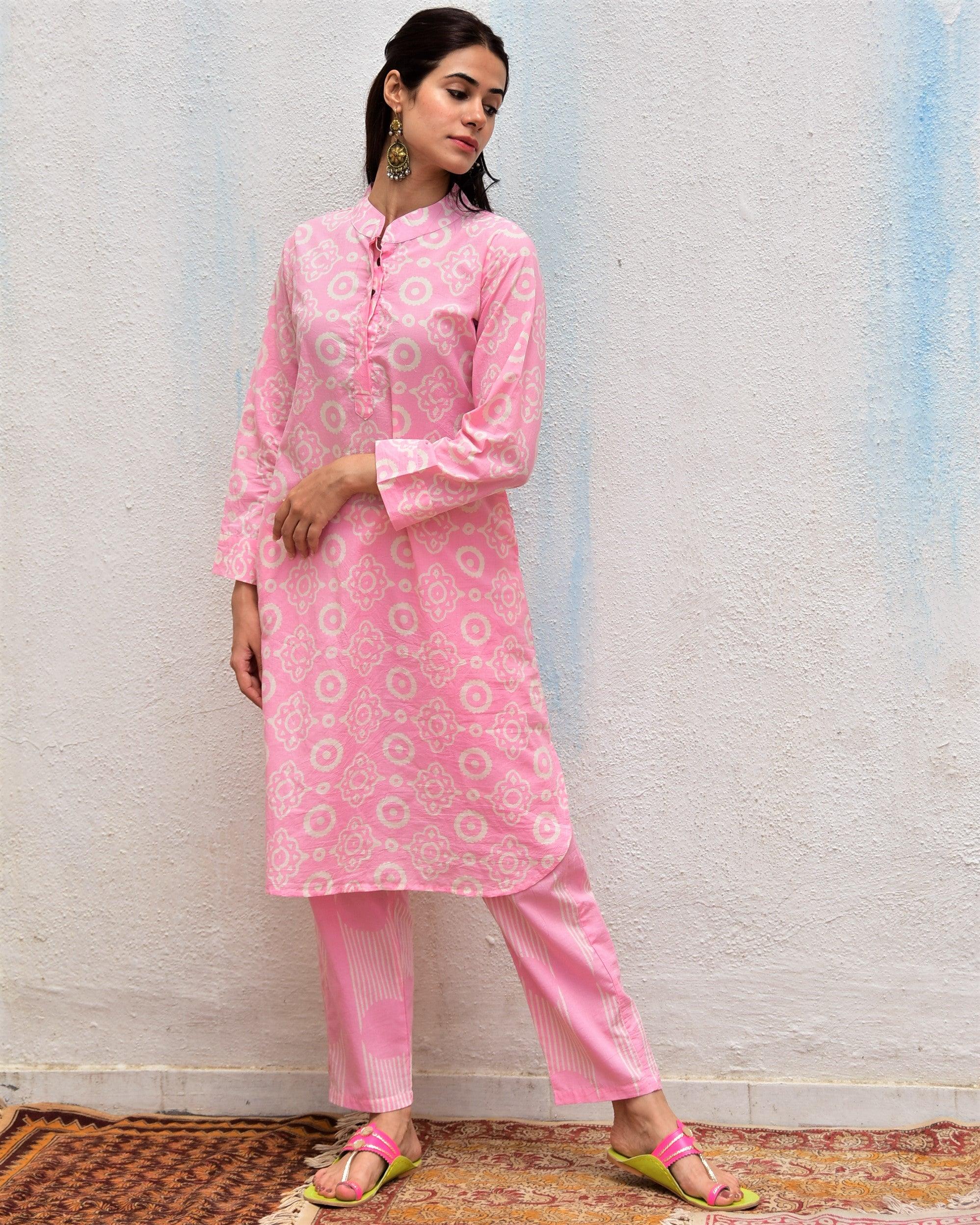 Nazneen Handblockprinted Cotton Kurta Set Of 2-Sor