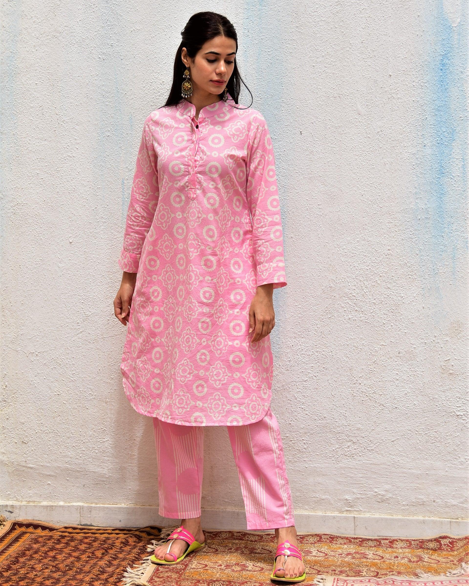 Nazneen Handblockprinted Cotton Kurta Set Of 2-Sor