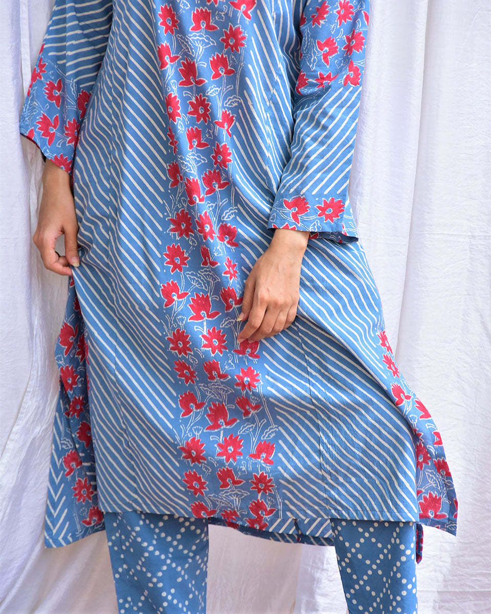 Mystic Grid Hand block printed Cotton Pant -LD
