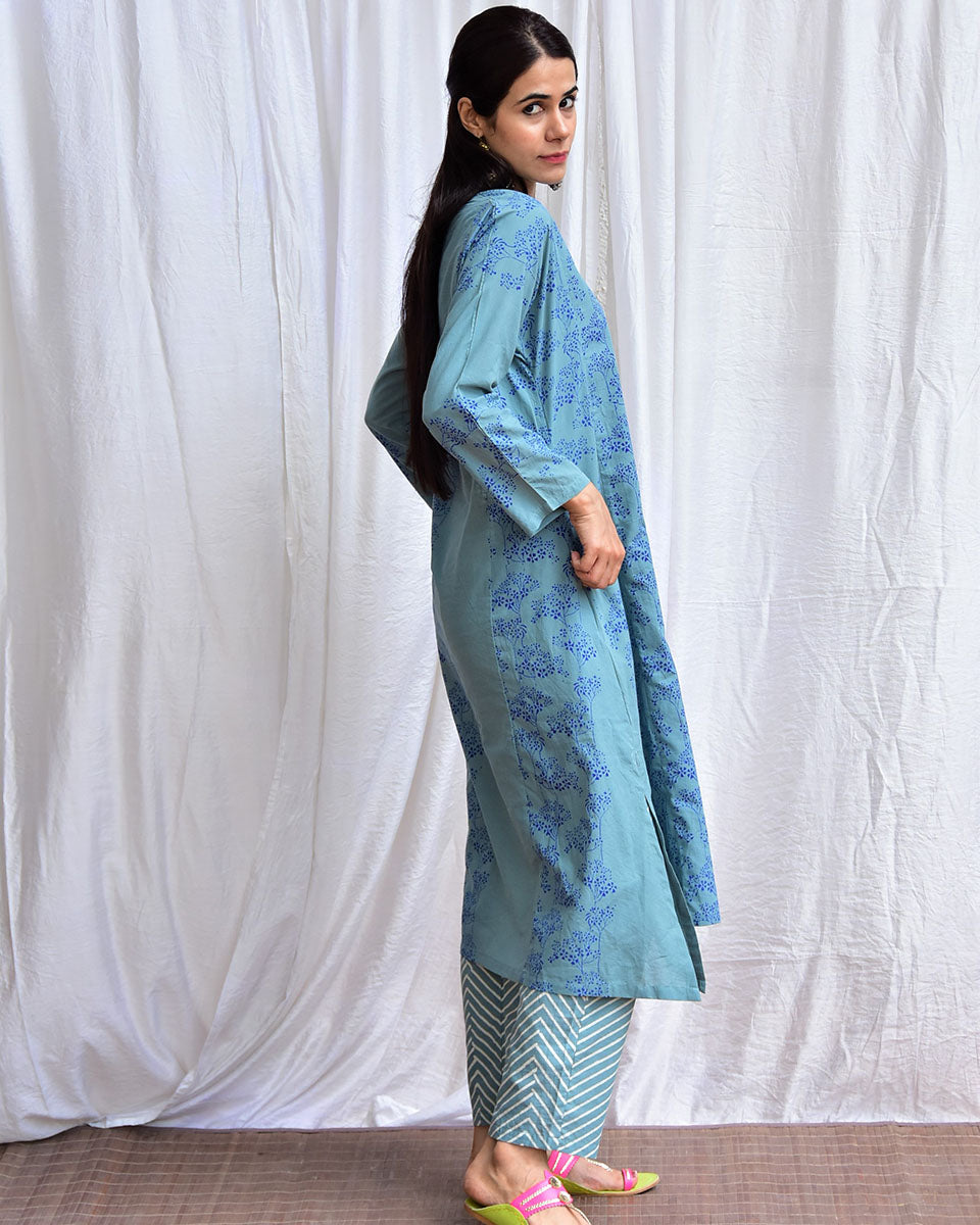 Taalab Handblockprinted Cotton Kurta Set Of 2-Sor