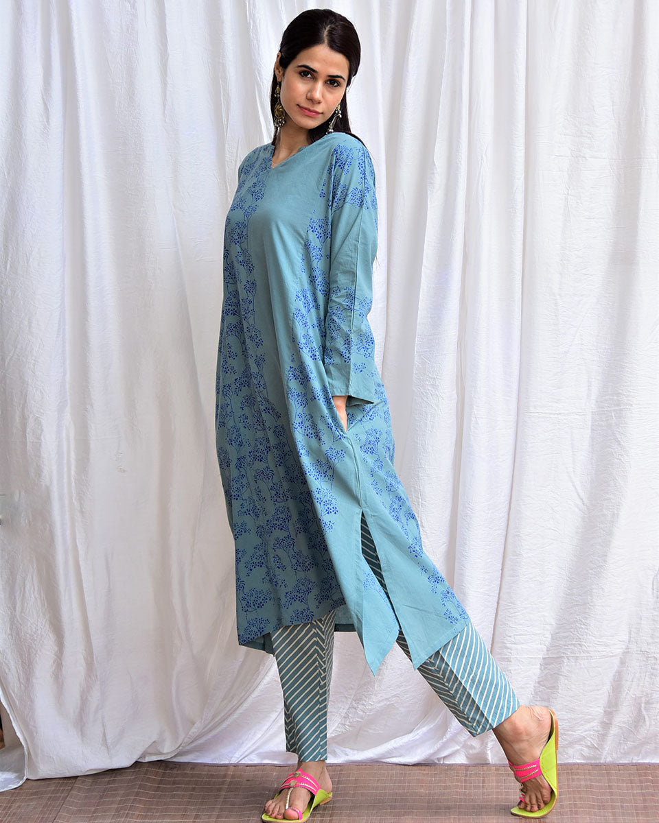 Taalab Handblockprinted Cotton Kurta Set Of 2-Sor