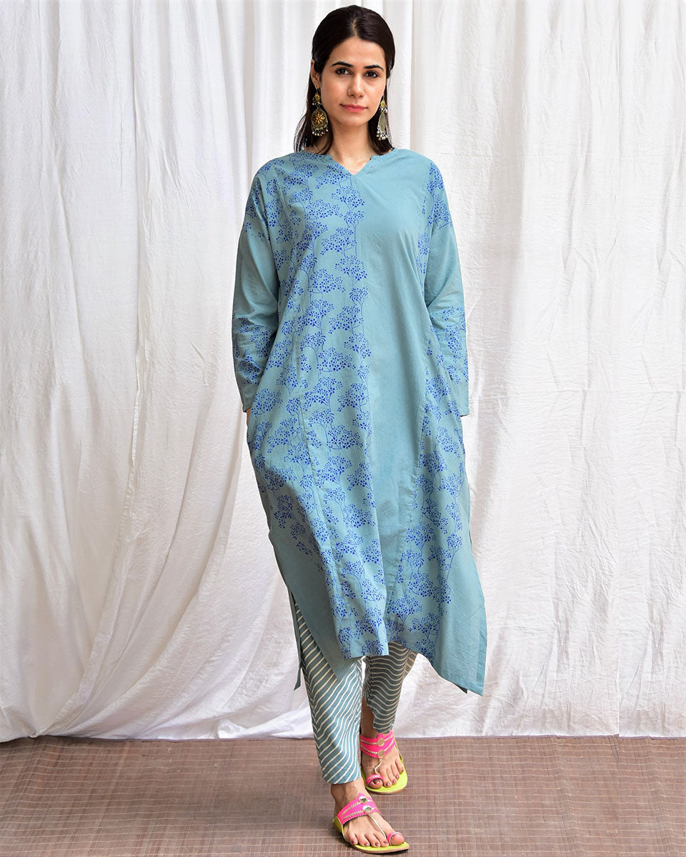 Taalab Handblockprinted Cotton Kurta Set Of 2-Sor