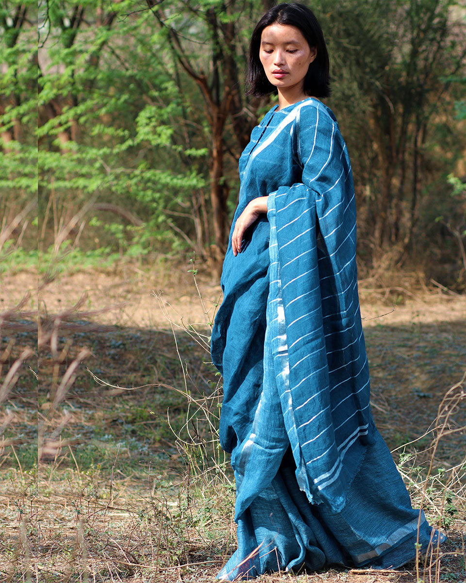 Ambar Handwoven Linen Saree