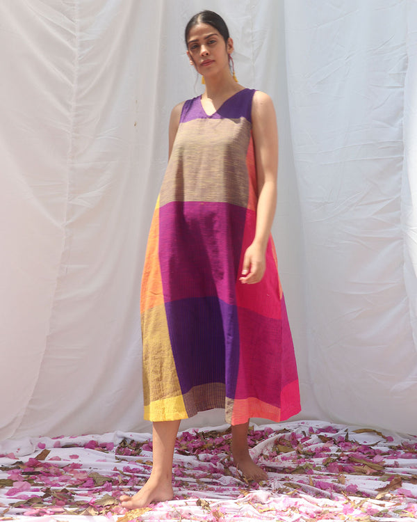 Indradhanush Handwoven Cotton Dress - RC