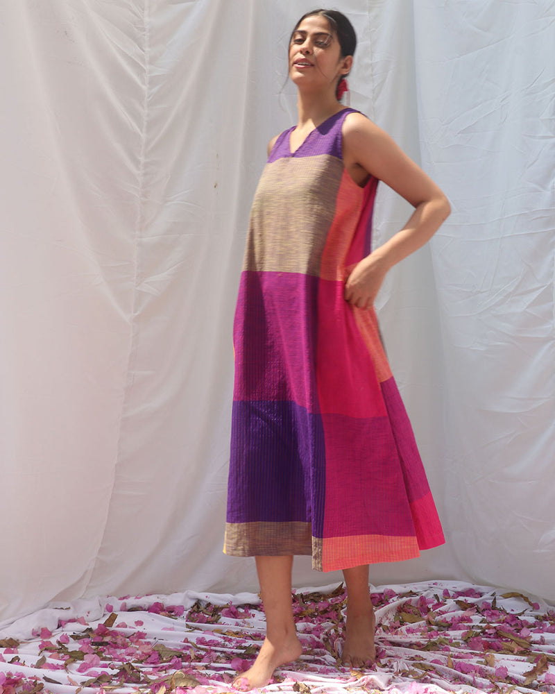 Indradhanush Handwoven Cotton Dress - RC