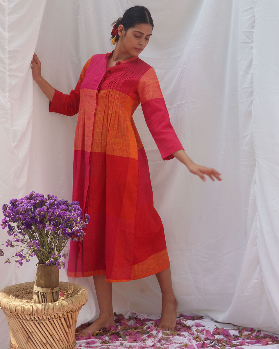 Motley Handwoven Cotton Dress - RC