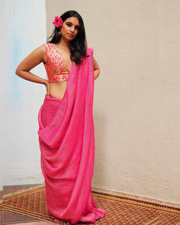 Linen saree | Linen zari saree | Linen saree online | Chidiyaa