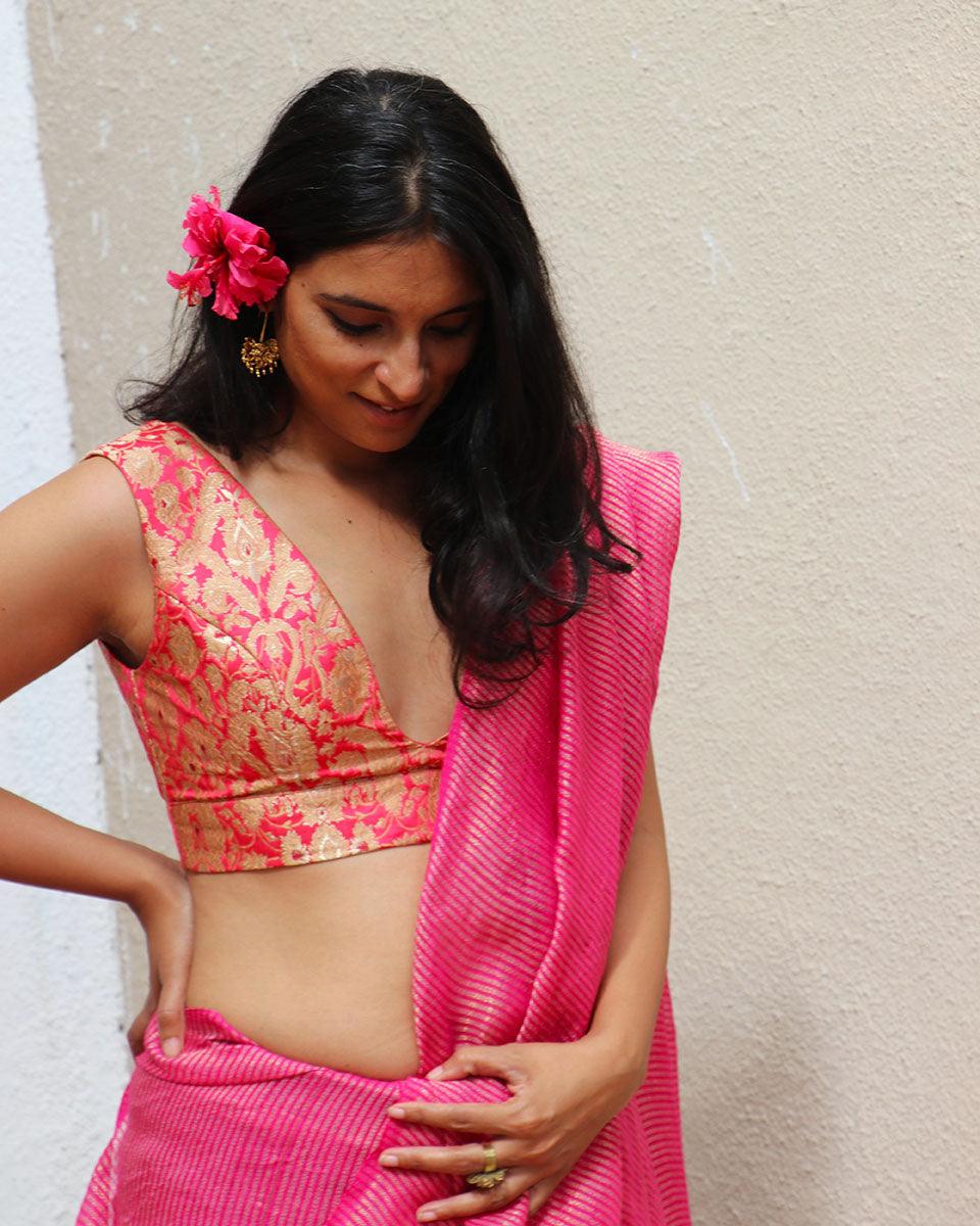 Fuchsia Pink Brocade Blouse - TOG