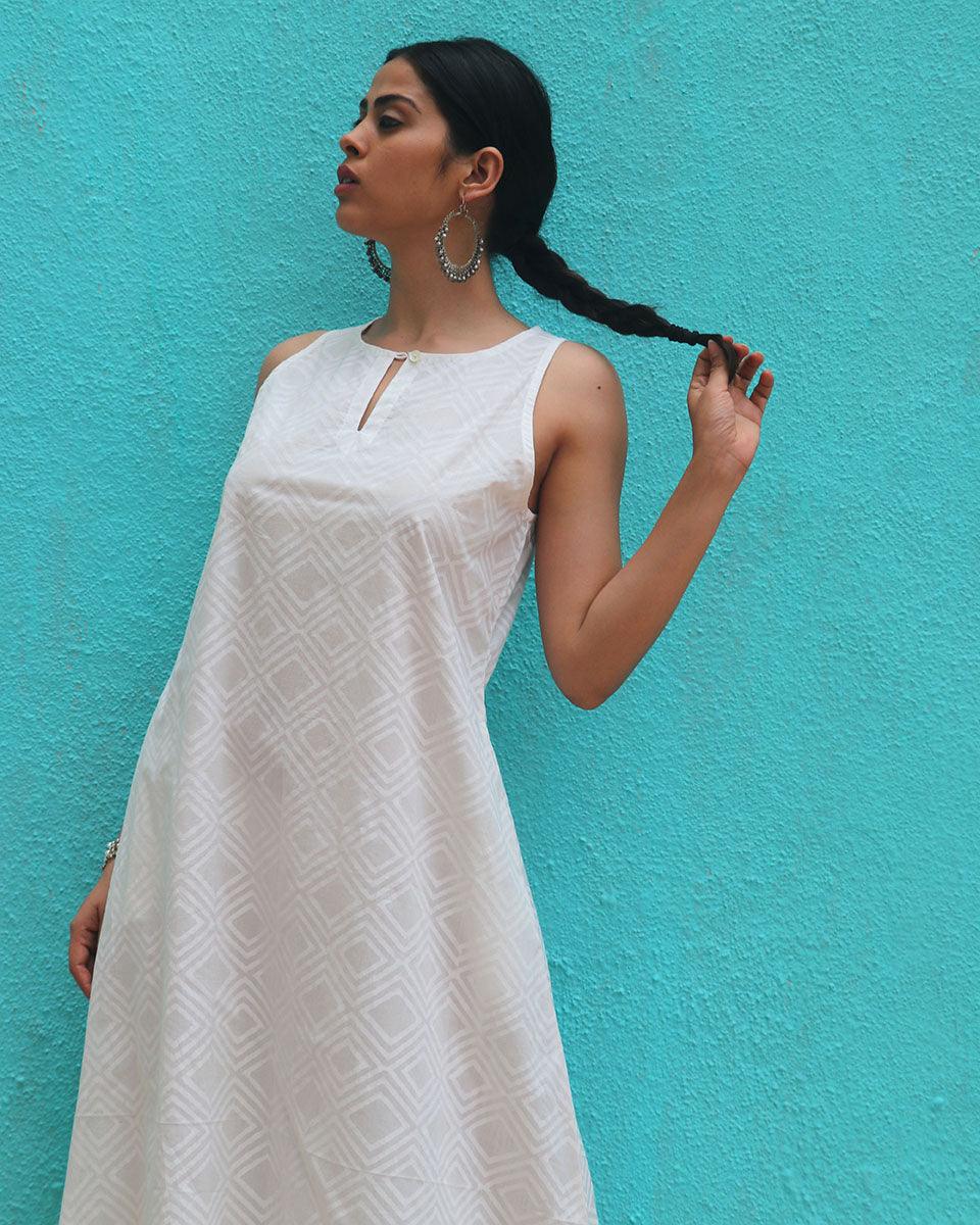 Ziva Cotton Dress - Safed