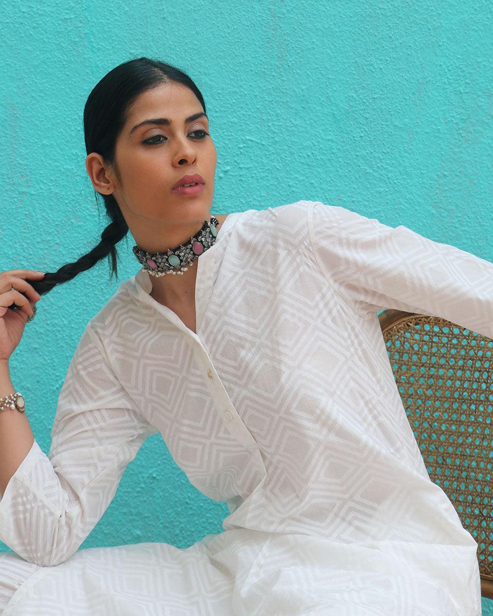 Avnoor Cotton Kurta Set - Safed