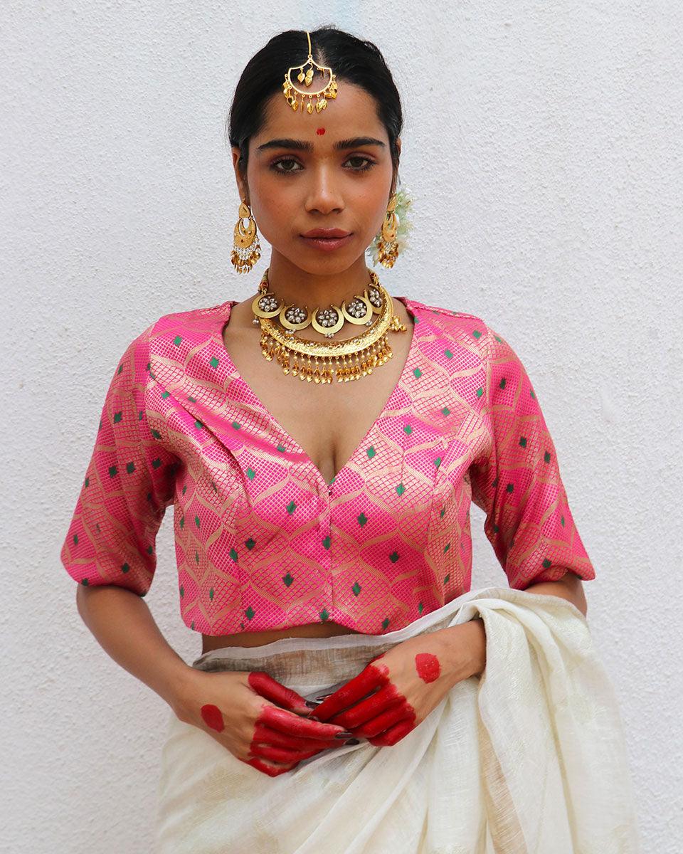 Nuria Pink Brocade Blouse