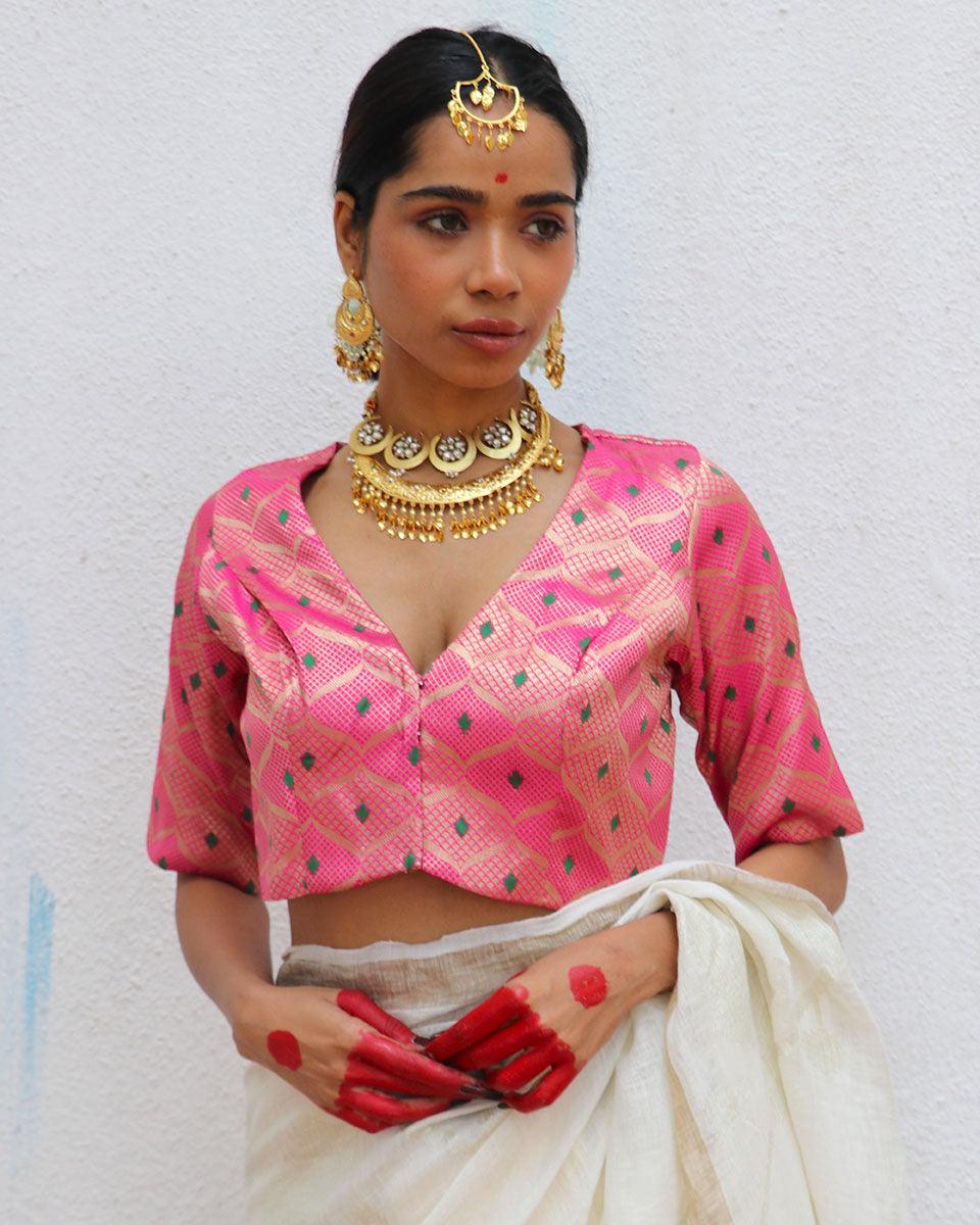 Nuria Pink Brocade Blouse