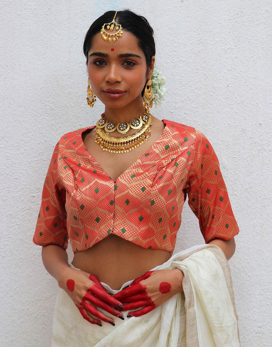 Idalia Red Brocade Blouse