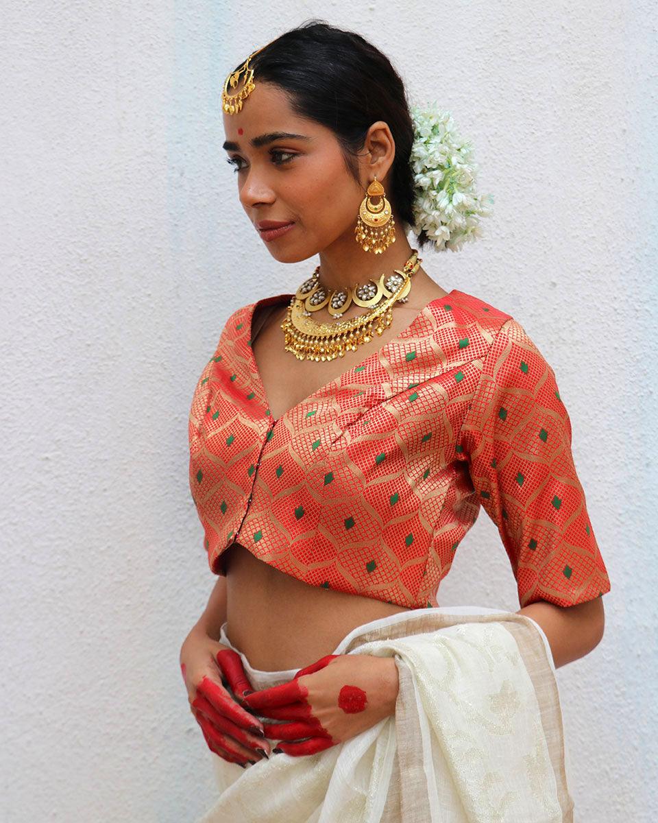 Idalia Red Brocade Blouse