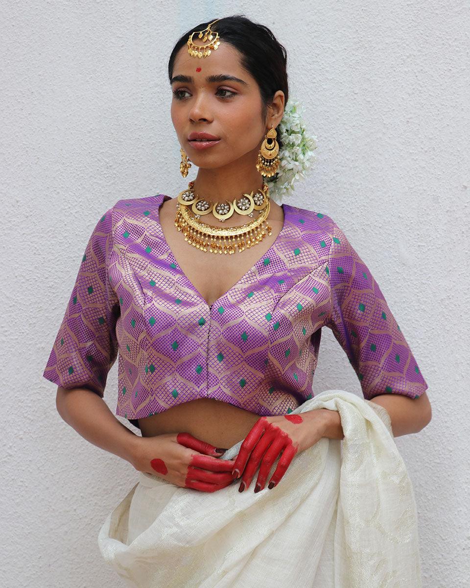 Jenive Purple Brocade Blouse
