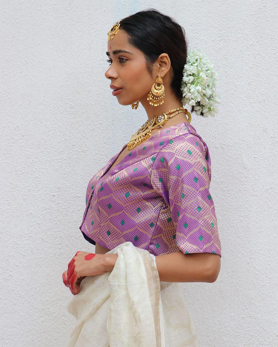 Jenive Purple Brocade Blouse