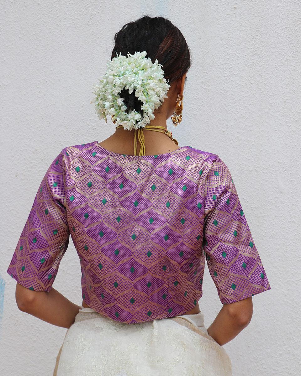 Jenive Purple Brocade Blouse