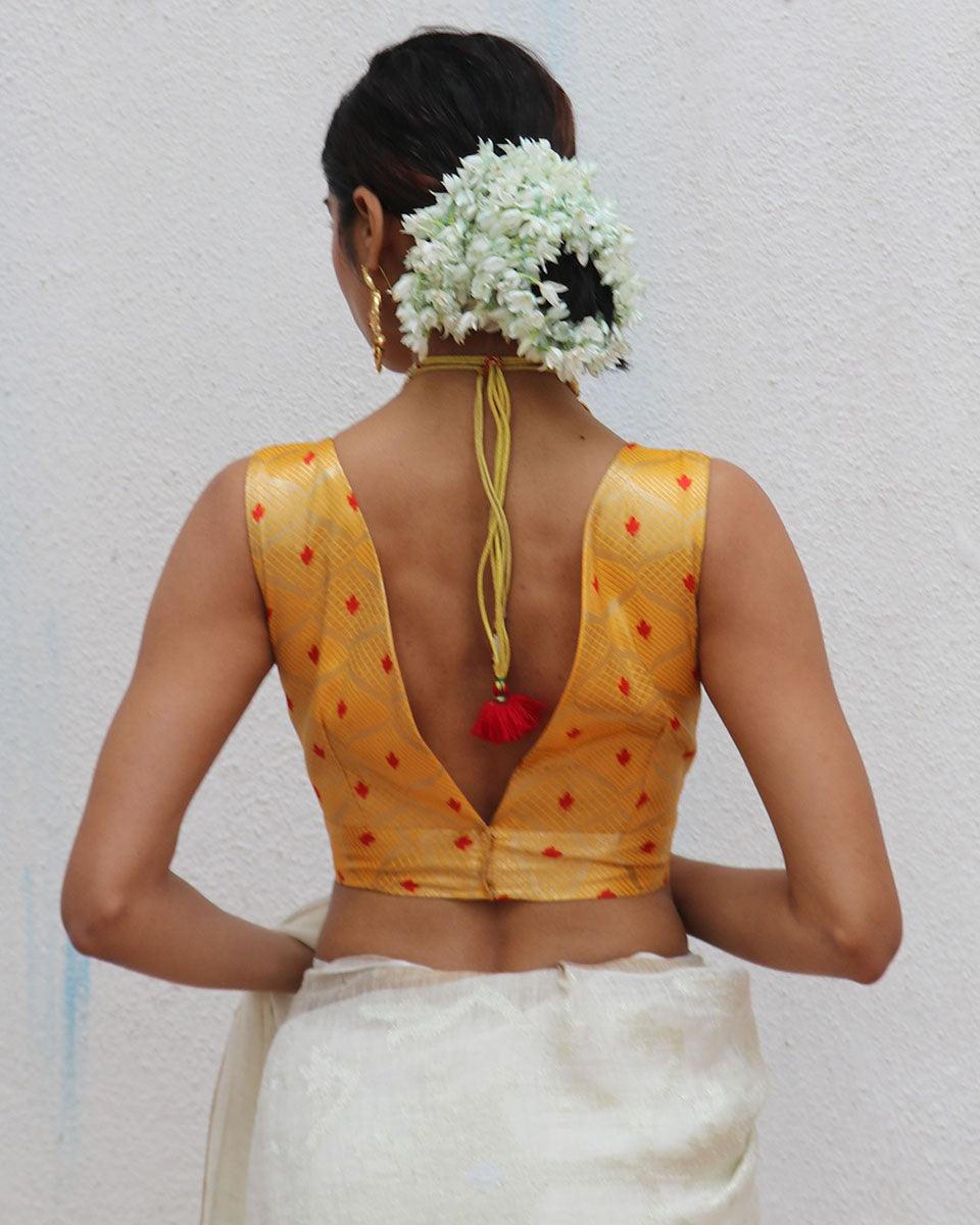 Clementia Yellow Brocade Blouse