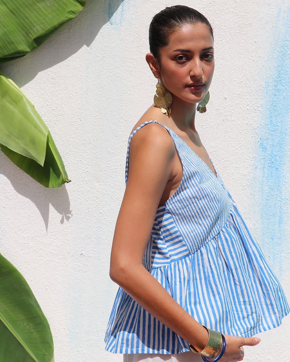 Freida Handprinted Cotton Top - WITC