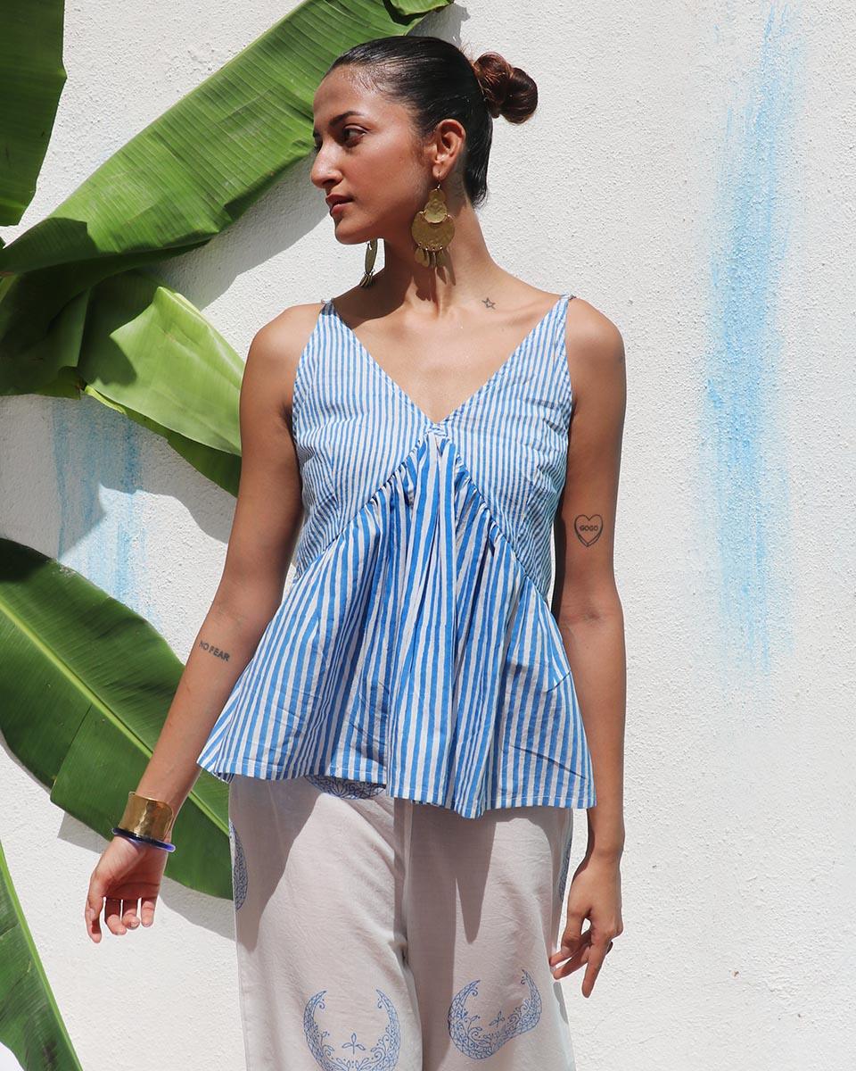 Freida Handprinted Cotton Top - WITC