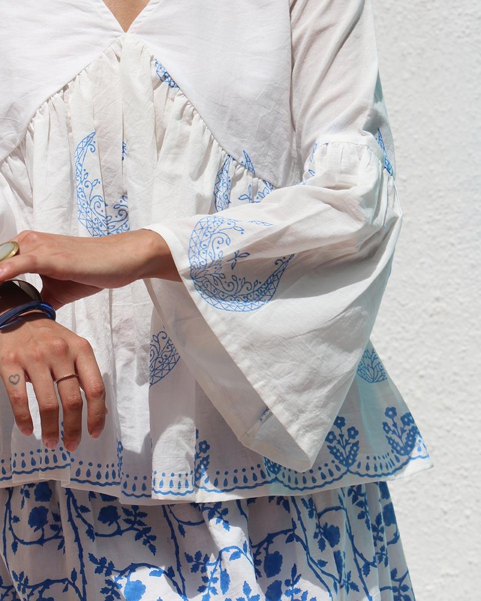 Varsha Handprinted Cotton Top - WITC
