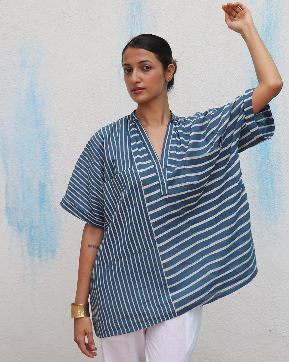 Fishan Blockprinted Cotton Top - Flower Girl