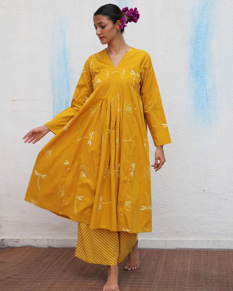 Buy Dahliya Block printed Cotton Kurta Set Kurti Set for Women