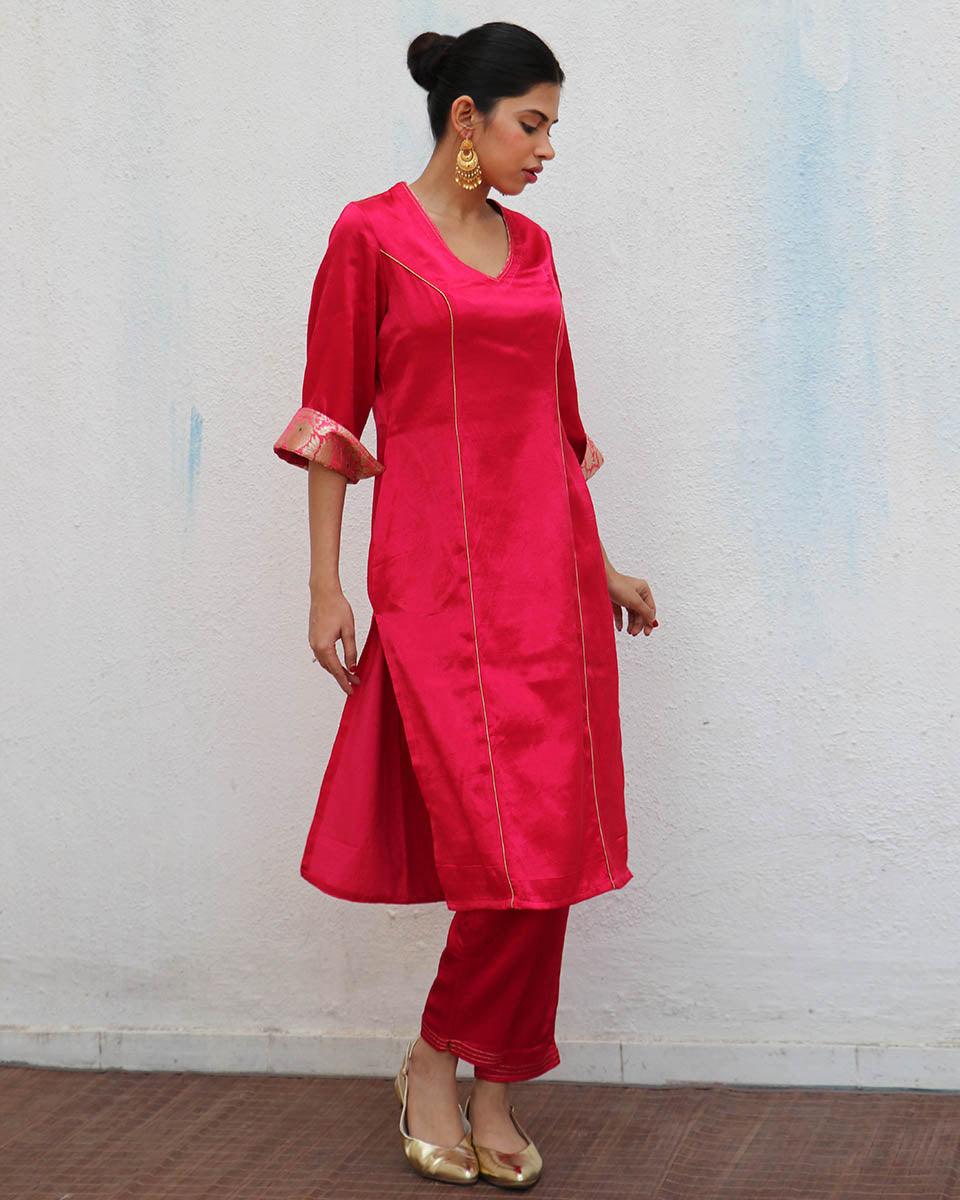 Ember Pink Mashru Silk Pant-LD
