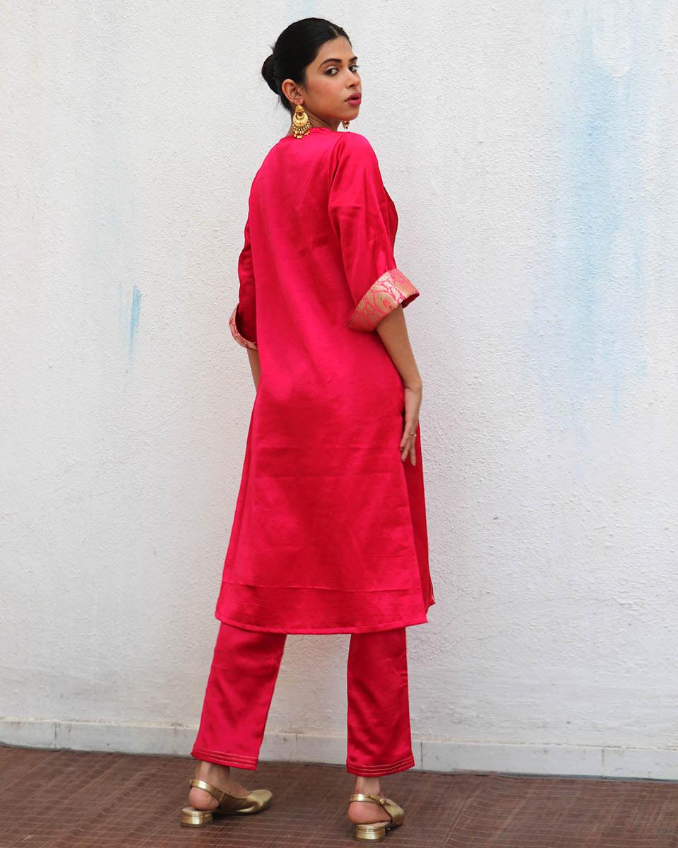 Ember Pink Mashru Silk Pant-LD