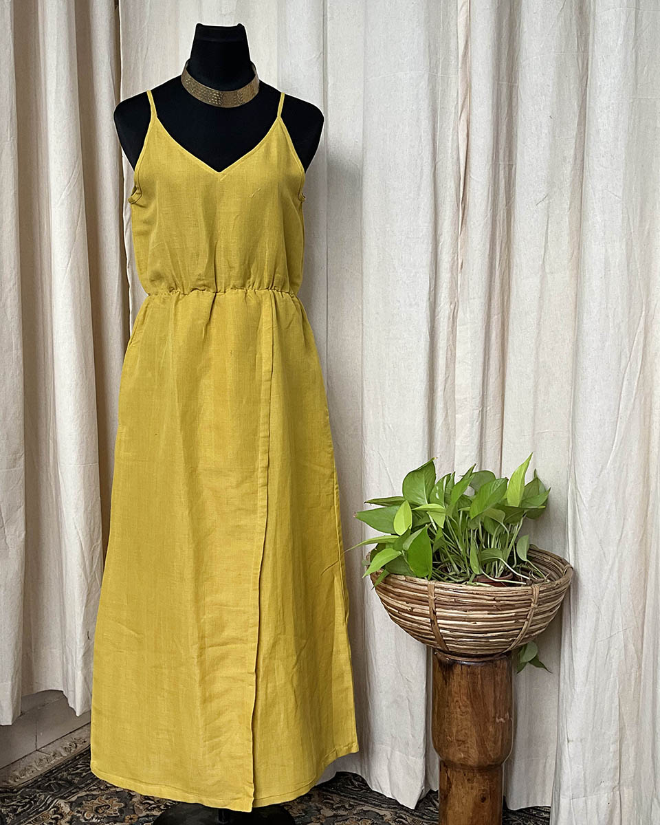Buy Yellow Handwoven Linen Dress | Dresses | Dresses online Buy Yellow Handwoven Linen Dress | Dresses | Dresses online