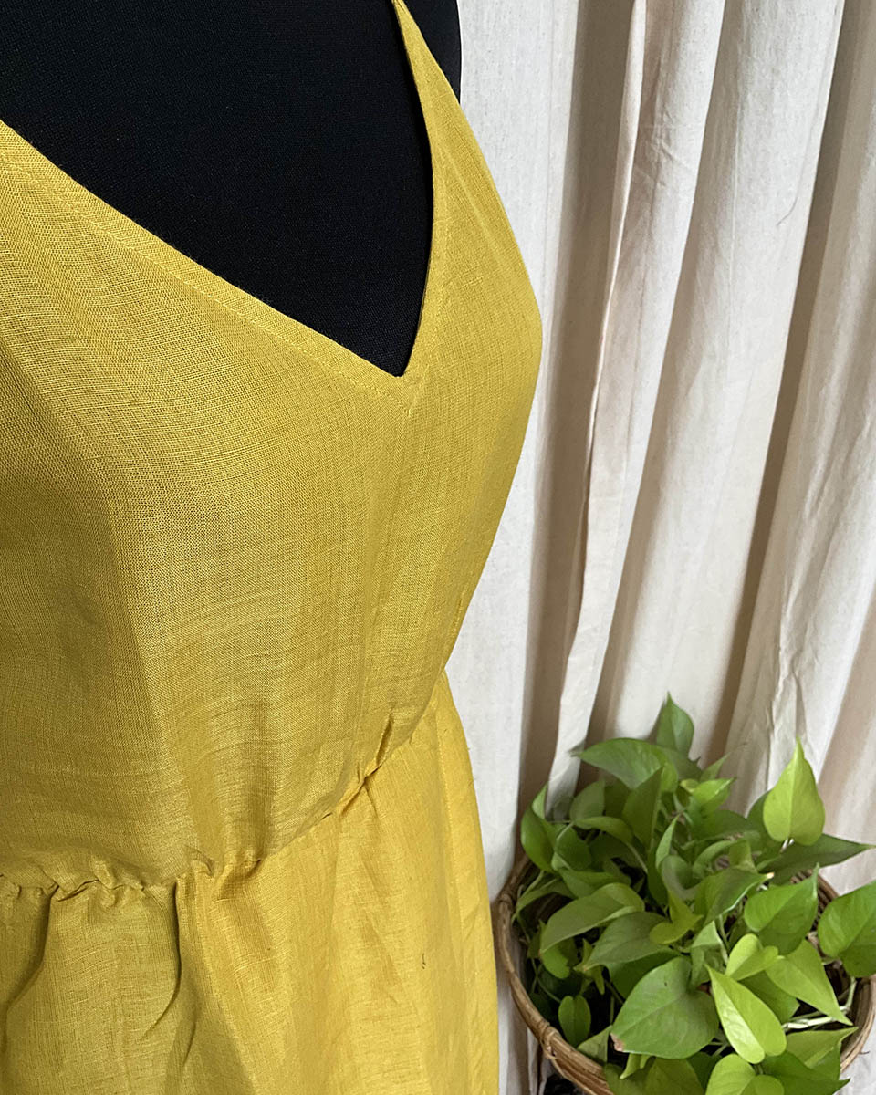 Yellow Handwoven Linen Dress - Love Despite
