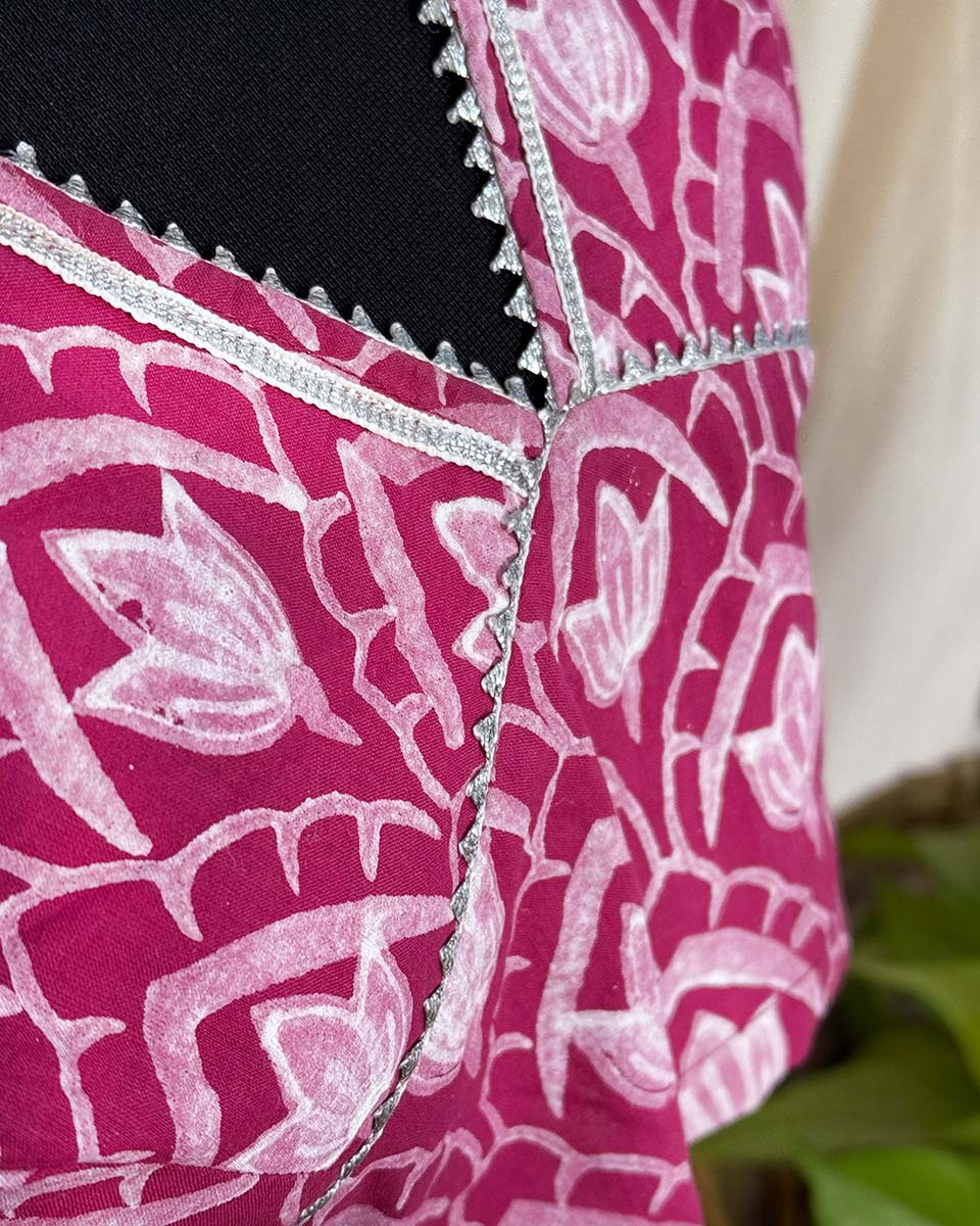Pink HandBlock Printed Blouse - Love Despite