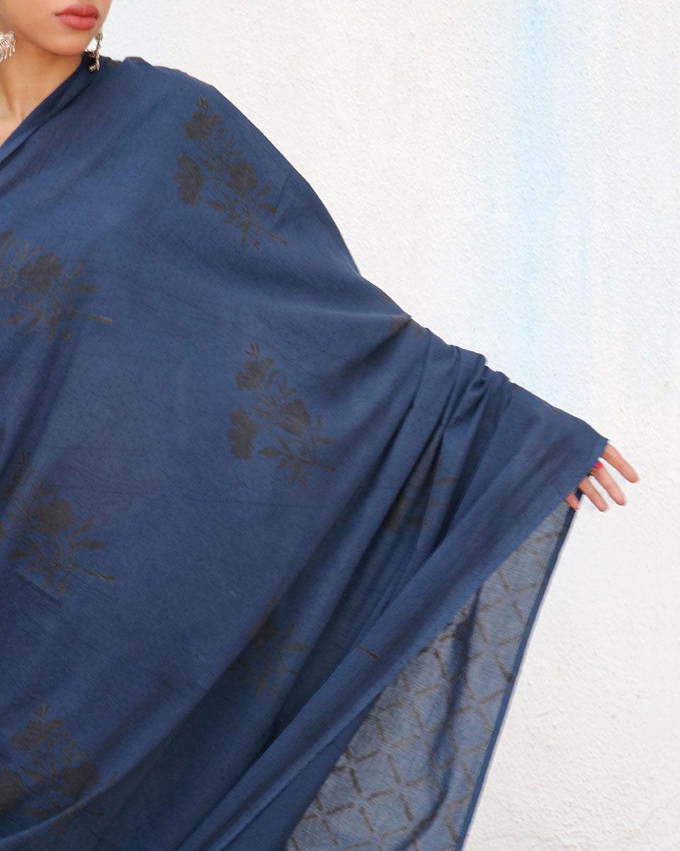 Msafiri Blockprinted Cotton Saree - NOMAD