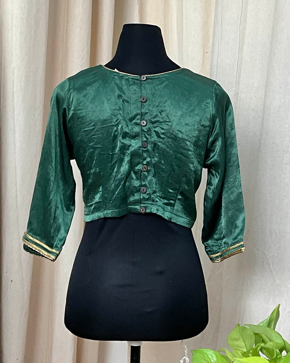 Green Mashru Silk Blouse - Love Despite