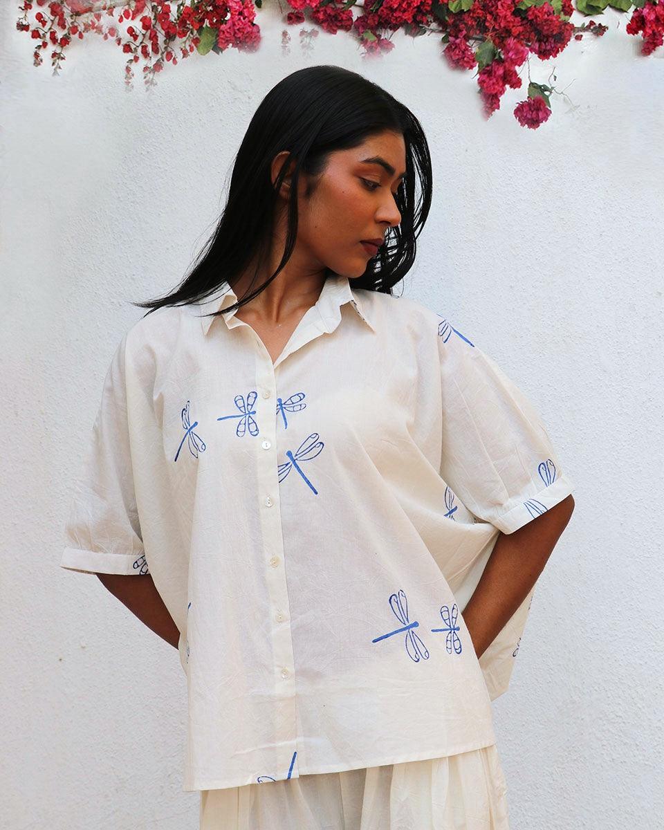 Litha Blockprinted Cotton Shirt - BGVL