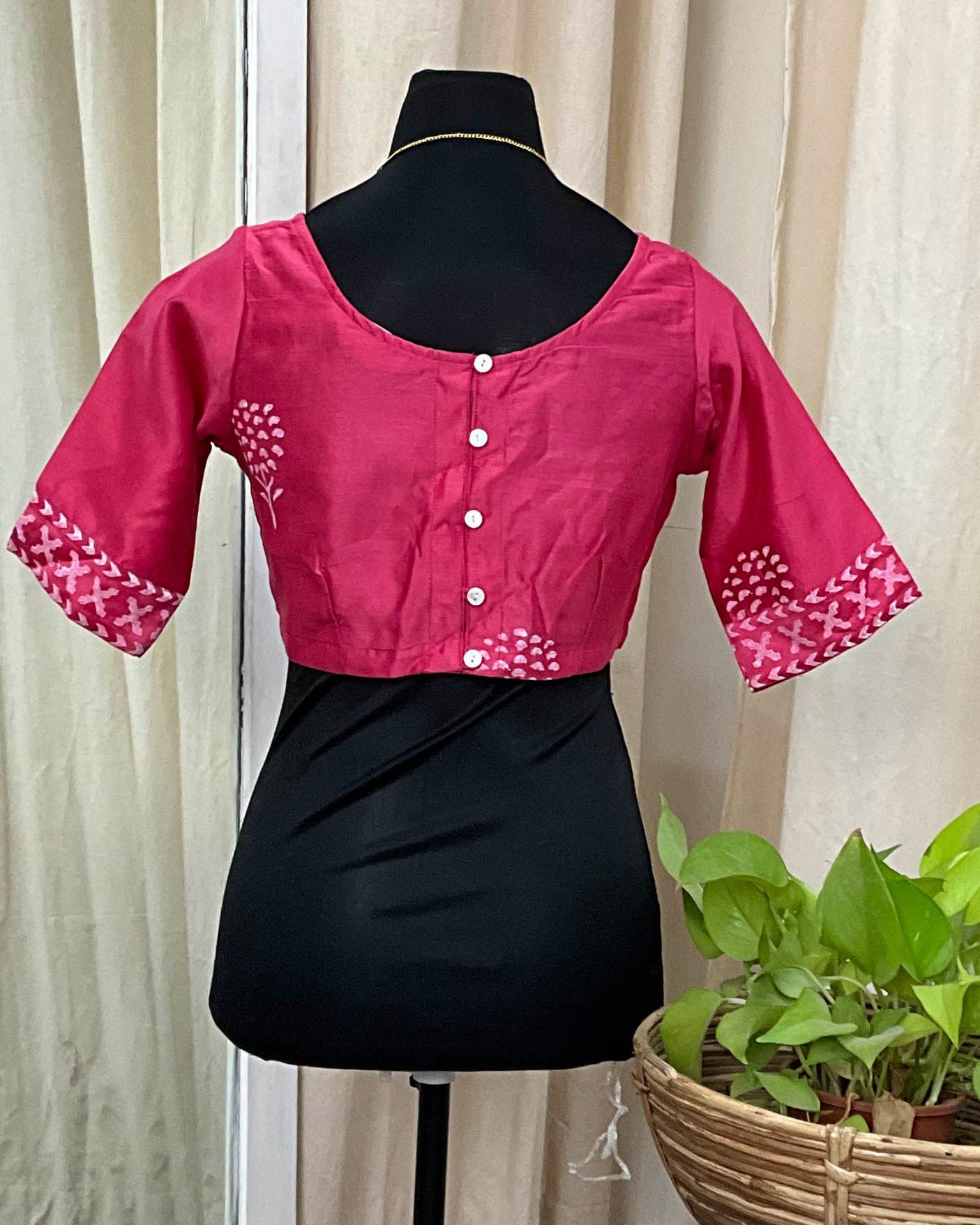 Handblock Printed Chanderi Silk Blouse - Love Despite