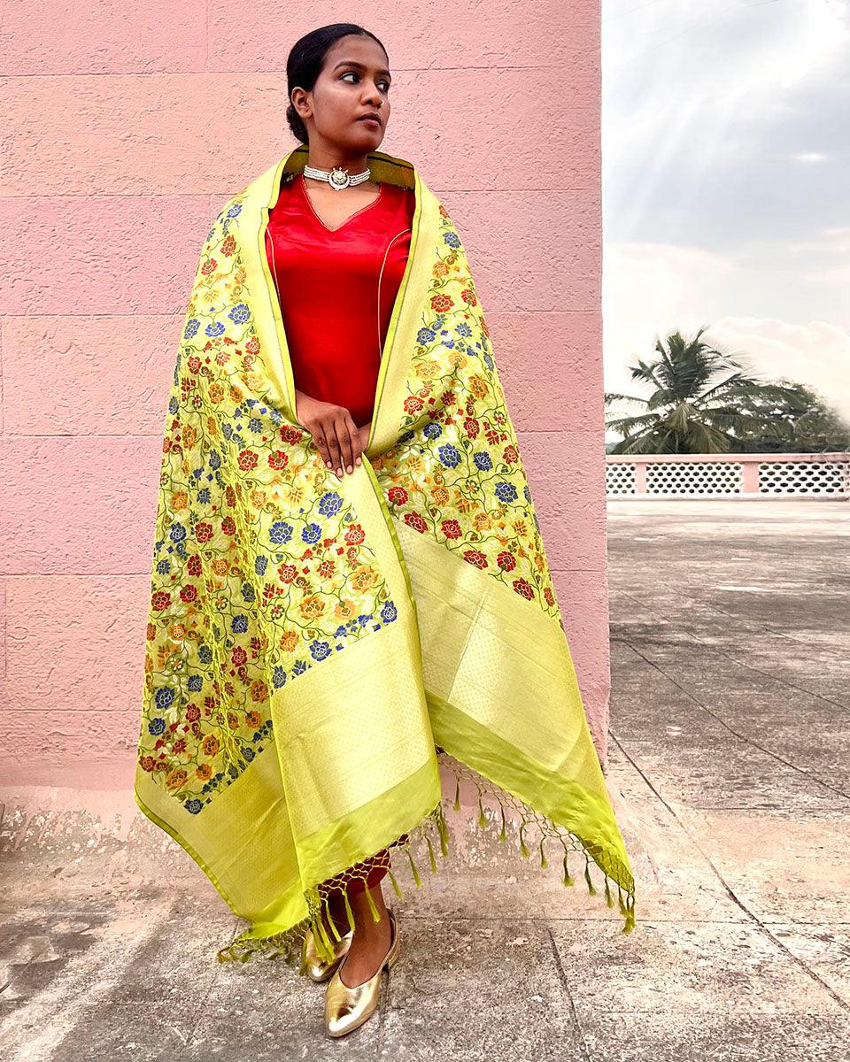 Ishq Handwoven Banarasi Kimkhab Brocade Dupatta