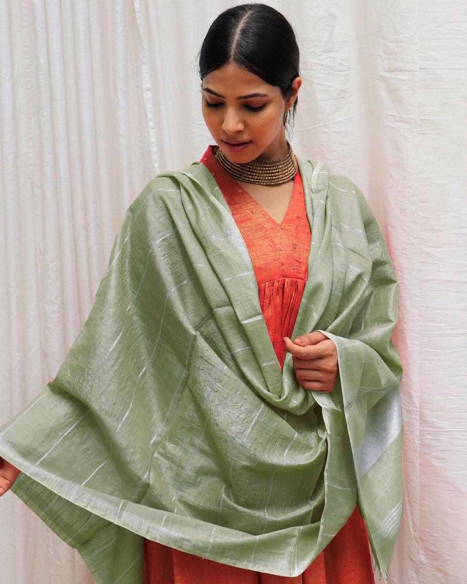 Harit Handwoven Cotton Zari Dupatta - Zari