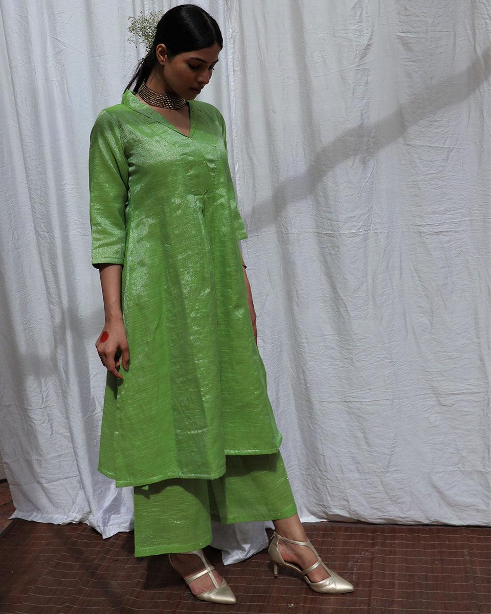 Harita Handwoven Cotton Zari Kurta Set - Zari