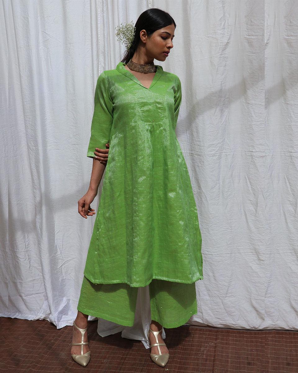 Harita Handwoven Cotton Zari Kurta Set - Zari