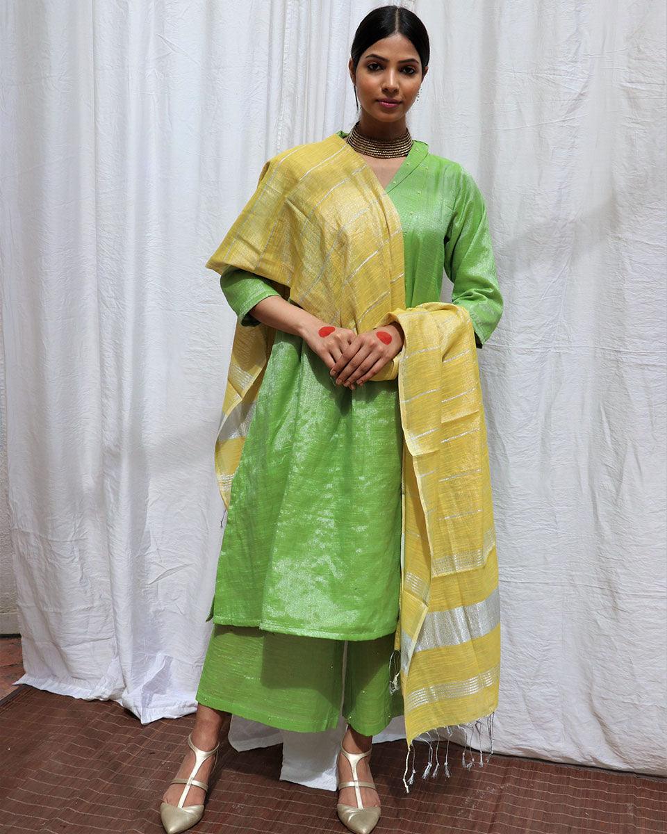 Harita Handwoven Cotton Zari Kurta Set - Zari