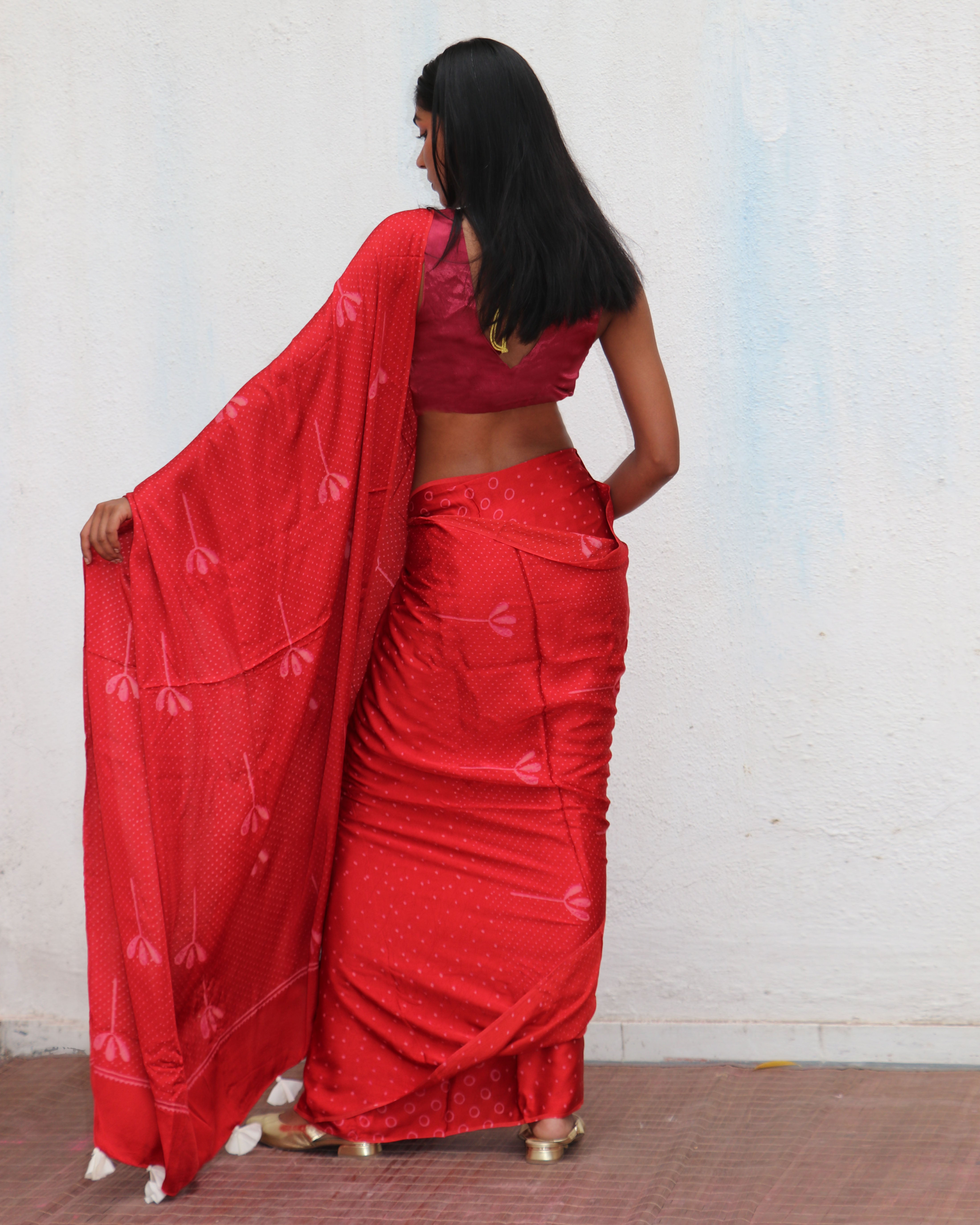 Mashooqa Blockprinted Modal Silk Saree